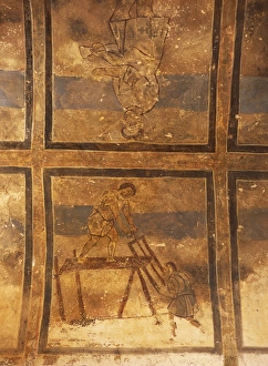 Byzantine Style Paintings Drucke: Fresco of carpenters
