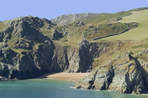 Devon Beaches UK Drucke: Gammon Head beach, Prawle Point, view from Devon Coast Path, South Hams
