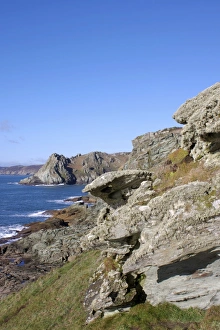 United Kingdom Rock Formations Drucke: Gammon Head and Bolt Head, Devon, England, United Kingdom, Europe