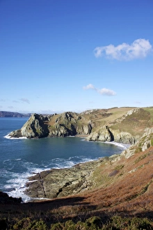 Colorful Landscape Photography UK Drucke: Gammon Head and Elander Cove, Devon, England, United Kingdom, Europe