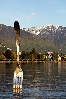 Bildhauerei Drucke: Großer Gabelschnurz aus dem Alimentarium-Food-Museum am See Genf (Lac Leman), Vevey