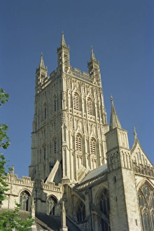 Gloucester Kathedrale in der Stadt Gloucester im englischen Grafschaftsbezirk Gloucestershire und Teil des Vereinigten Königreichs sowie Europa