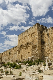 Die Goldene Pforte an der östlichen Wand des Tempelbergs Weltkulturerbe von UNESCO in Jerusalem im heutigen Israel und dem Nahen Osten