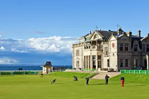 Drucke von Golffeld und Klubhaus der Königlichen und Antiquen Golfer von St. Andrews in Schottland Schottland Drucke: Schlagfeld und Vereinshaus der Königlichen und Antiquen Golffanzen von Saint Andrew's in Schottland