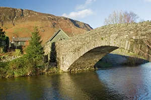 Brücke und Dorf Grange, Dörfer in der Grafschaft von Borrowdale im nationalen Naturpark Lake District in Cumbria