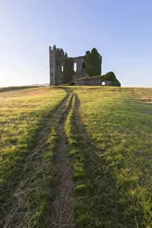 County Kerry Landscapes Drucke: Grass fields around Ballycarbery Castle