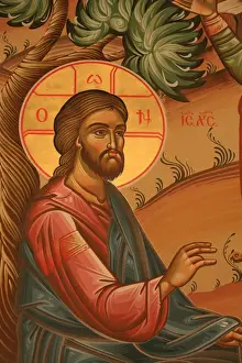 Griechenland Drucke: Griechisch-Orthodoxisches Ikon von Christus im Garten der Olive