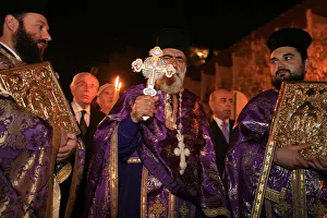 Drucke von Griechisch-Orthodoxer Prozession am Karfreitag in Thessaloniiki (Mazedonien/Griechenland/Europa) Mazedonien Drucke: Griechisch-Orthodoxer Prozession am Freitag der Passion in Thessalonicum (Thessalien)