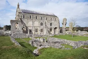 Norfolk Drucke: Die Grundstücke des zerstörten Benediktinerklosters von Binham Abbey