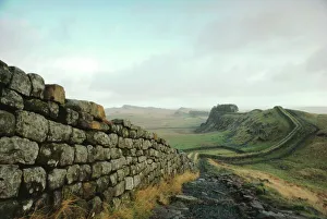 Northumberland Drucke: Hadrianwall in Richtung Crag Locher Nordumbria England Vereinigtes Königreich