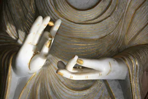 Buddhist Art Southeast Asia Drucke: Hands of the Buddha, Dharmikarama temple, Penang, Malaysia, Southeast Asia, Asia