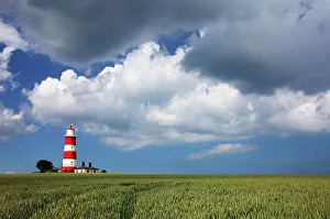 England Landmarks Drucke: Happisburgh Lighthouse, Norfolk, England, United Kingdom, Europe
