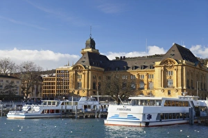 Urban Transportation Hub Drucke: Harbour and post office, Neuchatel, Switzerland, Europe
