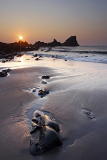Hartland Quay in Woolacombe im Vereinigten Königreich von Großbritannien und Nordirmland an der englischen Küste des Atlantiks