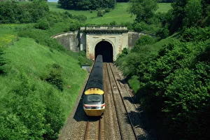 Tunnel Drucke: Schnellzug aus dem Tunnel im Boxtal bei Avon, England