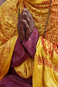 Indian Spirituality Images Drucke: Hindu prayer in Parmath, Rishikesh, Uttarakhand, India, Asia