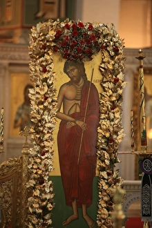 Ikon des Christus während der orthodoxen Osternwoche in Thessaloniki, Mazedonien