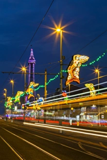 Lichterzeiten in Blackpool im Landkreis Lancashire in England und Großbritannien auf dem Kontinent Europas