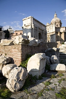Italian Historical Architecture Drucke: The Imperial Forums, Settimio Severo arch, and the church of San Francesco dei Falegnami