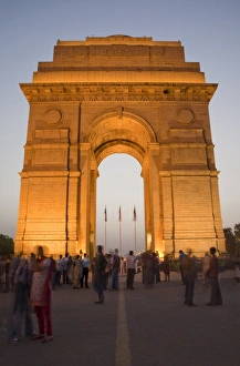 Indien Drucke: Indien-Tor am Abend beleuchtet, Neues Delhi, Indien und Asien