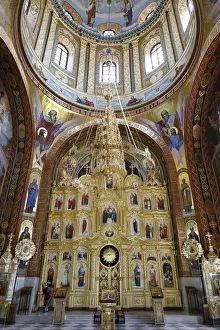 European Monastery Architecture Drucke: Inside one of the churches, Curchi Monastery, Curchi, Moldova, Europe