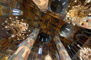 Moscow Kremlin Cathedral Drucke: Interior of Annunciation Cathedral, Kremlin, UNESCO World Heritage Site, Moscow, Russia