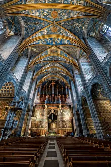 Innenraum der Kathedrale Sainte-Cécile im UNESCO-Welterbeort Albi in den Pyrenäen-Mittelrhein (Midi-Pyrénées), Frankreich und Europa