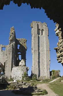 Corfe Castle Drucke: The Keep, 11th century Corfe Castle, built by order of William the Conquerer