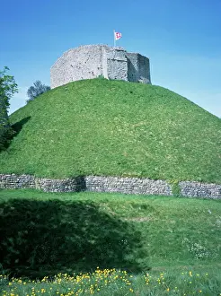 Isle Of Wight Drucke: Die Burg, Carisbrooke Burghausen, verwaltet von der englischen Denkmalpflege. Insel Wight