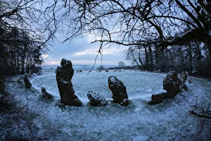 Die Königsmänner im Schnee Die Röllighügelsteine nahe von Chipping Norton In den Cotswolds Oxon