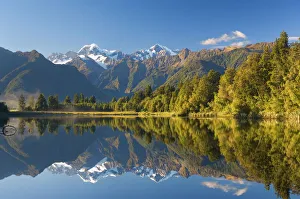 Drucke von Seeu von Matheson, Berg Tasman und Berg Cook in der Region Westland auf der Südinsel Neuseeland im Pazifik Verwandte Bilder Drucke: Seeond See