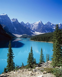 Kanadische Rocky Mountains Drucke: Seeu von Moraine in Tal der Zehn Gipfel im Kanada-Alberta-Nationalpark Banff