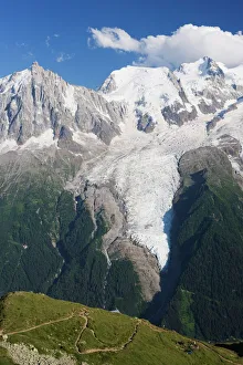 Der Les-Boissons-Gletscher im Tal von Chamonix in den Rhein-Alpen Frankreichs und Europa