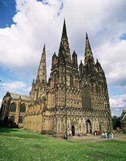 Staffordshire Drucke: Kathedral St Michael und Martin in Lichfield (St Marys Kathedrale)