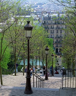 Drucke von Blickt man herab über die berühmten Treppen von Montmartre in Paris, Frankreich, Europa Verwandte Bilder Drucke: Betrachtet man die berühmten Treppen von Montmartre in Paris, Frankreich, Europa