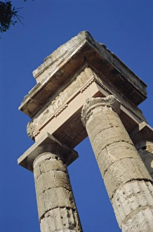 Rhodes Island Tourism Drucke: Low angle view of columns on the Rhodes Acropolis