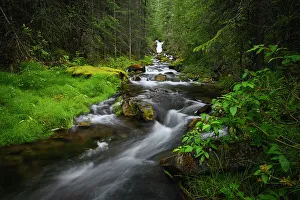 Canadian Rocky Mountains Scenic Views Drucke: The Magic Waterfall in summertime
