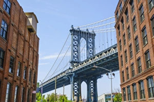 USA Suspension Bridges Drucke: Manhattan Bridge, viewed from DUMBO, Brooklyn, New York City, United States of America