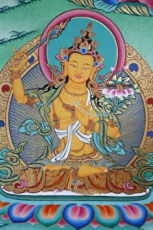 Drucke von Manjushri ist die Göttin des Wissens; Kloster Kopan in Kathmandu im nepalesischen Himalaja Nepal Drucke: Manjushri ist die Göttin des Wissens; Kloster Kopan in Kathmandu im nepalesischen Himalaja
