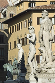 Piazza Della Signoria Italy Drucke: Marble statues