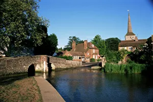 Drucke von Mittelalterliche Brücke und Furt am Fluss Darent in Eynsford im Grafschaft Kent in England im Vereinigten Königreich Europa Brücke Drucke: Mittelalterlicher Brücke und Furt am Fluss Darent in Eynsford im Grafschaft Kent im Vereinigten Königreich