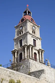 Mittelalterlicher Roloi-Uhrturm im alten Stadtteil von Rhodos auf der Insel Rhodos in den Dodekanesischen Inseln