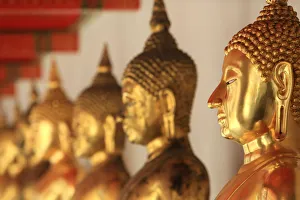 Wat Pho Temple Thailand Drucke: The meditation posture bronze Buddhas, Wat Pho, Bangkok, Thailand, Southeast Asia, Asia