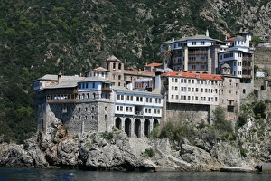 Colorful Building Exterior Images Drucke: Monastery on Mount Athos, Mount Athos, UNESCO World Heritage Site, Greece, Europe