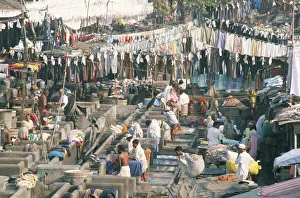 Drucke von Kommunales Waschen in der Mahalaxmi Dhobighat in Bombay/ Mumbai Indien Asien Mumbai Drucke: Kommunales Waschhaus