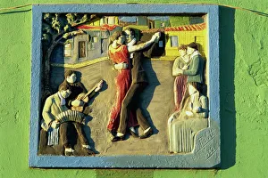 Drucke von Der Mural im Viertel La Boca wo der Tango entstand, Buenos Aires, Argentinien Südamerika Südamerikanische Kunstdrucke: Der Mauerwerk im Viertel La Boca wo der Tango entstand, Buenos Aires, Argentinien