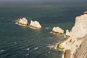 Die Nadeln und Leuchtturm auf der Insel Wight im Grafschaft Hampshire in England Großbritannien Europa