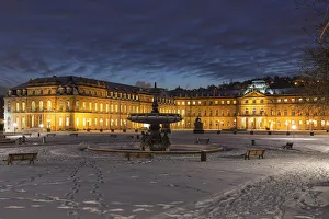 Baden Wurttemberg Travel Guide Drucke: New Castle on Schlossplatz Square, Stuttgart, Neckar Valley, Baden-Wurttemberg, Germany