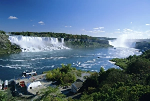 New York Drucke: Niagara-Fälle an der Niagara-River, die Seen verbinden