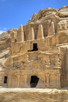 Petra UNESCO World Heritage Site Drucke: Obelisk Tomb (upper structure), Bab as-Sig Triclinium (lower structure), Petra, UNESCO